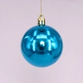 Glossy blue Christmas ball ornament with golden hanging cap and cord for tree decoration - 2cm / Lake Blue Shiny (No Cap/String)