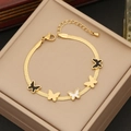 Golden snake chain bracelet with black and white butterfly charms in a jewelry box - 2# Bracelet