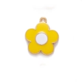 Ciondolo a fiore giallo smaltato con centro bianco e finitura dorata per gioielli - Giallo Limone
