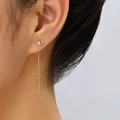 Eleganti orecchini a stella dorati con lunghe catene a nappa e pietre di zircone da donna - Fili per Orecchie Lunghi a Stella Oro