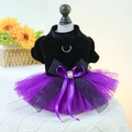 Elegant purple pet dress with velvet bodice, tiered mesh skirt, and heart gemstone bow - Little Witch Wedding Dress