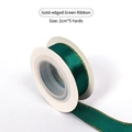 Dark green satin ribbon with gold edges on white spool, 2cm wide 5 yards long - 2cm*5 Yards / Dark Green