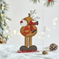 Wooden 21cm Christmas reindeer ornament with red scarf and Merry Home base carving - Christmas Reindeer B