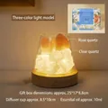 Crystal stone aroma diffuser with LED wood base and pink crystals in a blue gift box - Gift Box Set + Rechargeable Wireless Base (3-Color Dimming) / Rose Quartz + Clear Quartz