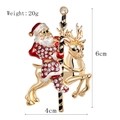 Christmas Santa Claus on reindeer brooch in gold finish with red enamel and crystals - xz4177 Santa Riding Deer Brooch