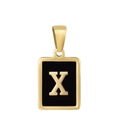 Classic 18K gold plated stainless steel necklace featuring a rectangular letter X pendant - Letter X