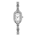 GEDI vintage silver quartz watch with oval white dial and metal bracelet strap - Silver White