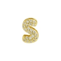 Golden mini bubble letter S pendant charm with pavé zircon stones for DIY jewelry - Letter S / Gold