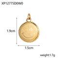 Detailed size view of a polished gold smiley face pendant with dimensions and weight - Classic Embossed Smile (Gold)