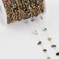 Multicolor natural stone beads on a gold chain for DIY jewelry making - 1 Meter/Pack / Mixed Colors KC Gold (Dark)