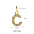 Colgante letra C dorado con circonitas incrustadas para creación de joyas DIY - Letra C