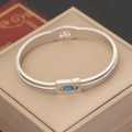 Silbernes Armband mit bösem Blick, blauem Edelstein und Zirkonia auf Schmuckkästchen - Runder Zirkonia Böser Blick Stil (3#)