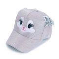 Berretto da baseball grigio scintillante per bambina con ricamo gatto e orecchie di paillettes - Grigio