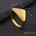 Polished golden triangle signet ring in stainless steel with 1.2cm width and 11.2g weight - US 6 / Small Triangle / Gold