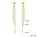 Golden tassel earrings with neon yellow beads featuring 40mm, 50mm, and 70mm drop lengths - Gold-Fluorescent Yellow