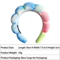 Pink plush flannel sponge headband with bubble texture for washing face, 18x17x3cm size - Velvet Headband / Pink-Blue-Green Gradient