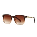 Retro pilot sunglasses with tortoiseshell square frame and brown gradient lenses - C6 Tea Frame Tea Lens