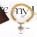 Golden beaded bracelet with star moon pendant, pearls and snowflake charms for women - Pentagram Shield Pendant (Style 3)