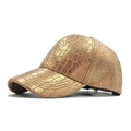 Berretto da baseball in ecopelle oro champagne con stampa coccodrillo metallizzato - Regolabile / Oro