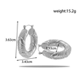 Silver chunky C-shaped textured hoop earrings with dimensions and weight measurements - Silver Twisted Thick Pipe Style (ER-1395)