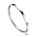 Minimalist 4mm polished silver titanium steel bangle bracelet for women with sleek finish - 4mm Width / Silver