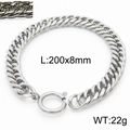 Men's titanium steel curb link bracelet with 8mm width and spring ring clasp - 8mm Width Style (KB165899-ZZ)