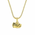 Hip Hop Kette in Gold mit handgehaltenem Geldbündel Anhänger und 4mm Tennis-Halskette - Hand hält Geld / Gold
