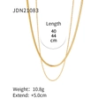 Double layered gold stainless steel necklace with snake and twist chain design - Gold Double Layered Style (JDN21083)