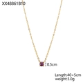 Details zur 40+5 cm langen Goldkette und dem 0,5 cm runden lila Edelsteinanhänger - Februar-Lila