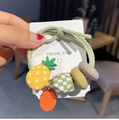 Light green scrunchie hair tie featuring cute pineapple charm and colorful beads - Light Green Pineapple Decoration