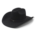 Classic black faux suede western cowboy hat with wide brim and turquoise stone band - M (56-57cm) / Black Faux Suede
