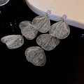 Orecchini a goccia d'argento con cuori traforati, foglie e pietre di zircone - Fiore cavo argento (5# Ago d'argento)