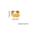 18k gold plated stainless steel feather open ring with textured surface and dimensions - Adjustable Open / Feather Shape Style (TYGR0173)