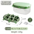 Green crocodile silicone ice popsicle mold with clear storage container and scoop - Crocodile Lid Flower Popsicle Mold Set-Green-6 Grids-With Scoop