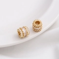 Macro detail of 14K gold plated bead spacers with micro-paved cubic zirconia stones - Style 19 / 10x9mm / 14K Gold