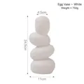 Minimalist white pebble ceramic vase with stacked stone design, height 24.5cm - Pebble Vase 2090 - White