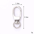 Silver metal lobster clasp with swivel ring, showing 3.5cm length and 1.4cm width details - 35mm Oval Buckle / Silver