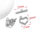 Silver stainless steel heart OT toggle clasps for jewelry making in various sizes - Style E / Steel