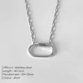 Silberne Edelstahl-Halskette mit ovalem Karabiner und rechteckigen Gliedern, 40+5cm - Großer Karabiner Büroklammerkette (XNL0047-1) / Silber