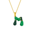 Collier en or avec pendentif lettre M en émail vert pour un style dopamine tendance - Style Lettre M Bloc de Couleur Verte (S640G-001-M)