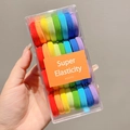 Rainbow high elasticity seamless hair ties for girls in a transparent gift box - Rainbow Color 32 Pcs
