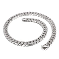 Hip-Hop Silberne kubanische Panzerkette mit Voll-Diamant-Besatz und Sicherheitsverschluss - 60cm Full Strass Cuban Link Halskette / 60cm Stahlfarbe (KN107451-BDJX)