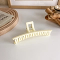 Elegant matte cream large hair claw clip for women on minimalist wooden tray - Beige Long Claw Clip(FJ258)
