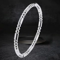 Pulsera minimalista de acero de titanio plateado con diseño de nudos de bambú pulido - Color Acero
