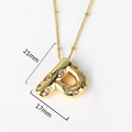 Detailed view of gold letter P pendant with crystals and dimensions of 21mm by 17mm - Letter P(XED218)