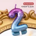Number 2 birthday candle with purple and blue gradient glitter finish for cakes - Number Candle Purple-Blue Gradient-2