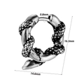 Retro punk snake hoop earrings in vintage silver black finish with scale texture - Vintage Black Silver Snake