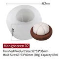 Stampo in silicone 3D a forma di mangostano per candele fai-da-te con dimensioni reali - Mangosteen
