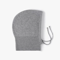 Capuche en tricot gris clair avec texture laine et cordon de serrage réglable - Gris (24B062)