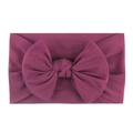 Soft nylon baby headband with large bow in burgundy red for toddlers and infants - Deep Eggplant Purple
